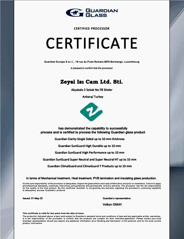 Isıcam TSE Uygunluk Belgesi